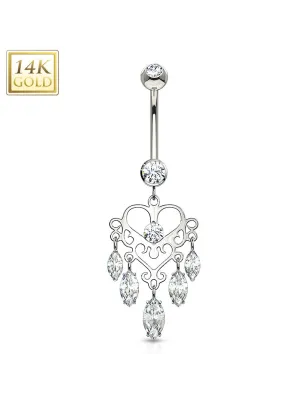Piercing nombril Or jaune 14 carats Chandelier