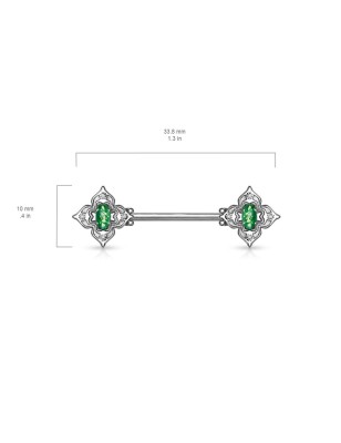 Piercing téton filigrane floral opaline verte