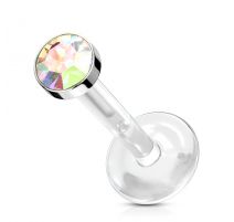 Piercing labret Bio-Flex Téflon cristal aurore boréale