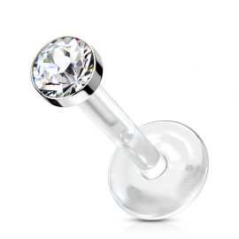 Piercing labret Bio-Flex Téflon cristal blanc