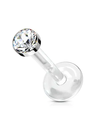 Piercing labret Bio-Flex Téflon cristal blanc