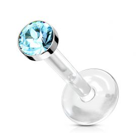 Piercing labret Bio-Flex Téflon cristal turquoise