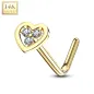 Piercing nez Or jaune 14 carats coeur trois strass