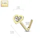 Piercing nez Or jaune 14 carats coeur trois strass