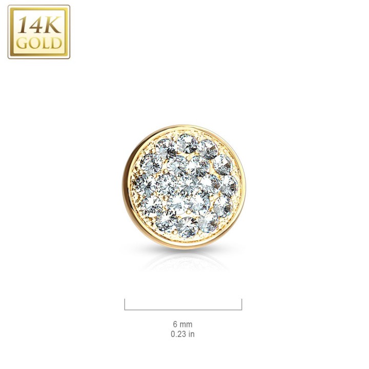 Piercing microdermal Or jaune 14 Carats dôme pavé de strass