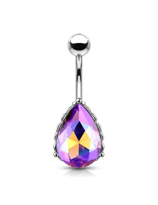 Piercing nombril goutte aurore boréale violet