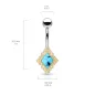 Piercing nombril losange filigrane doré turquoise