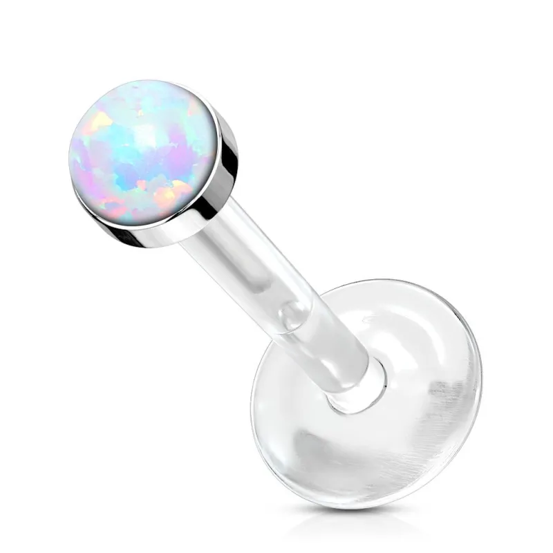 Piercing oreille labret Bioflex Téflon opaline blanche