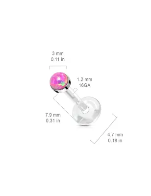 Piercing labret Bioflex Téflon opaline rose