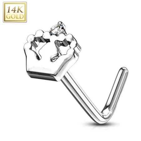 Piercing nez Or blanc 14 carats couronne royale