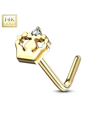 Piercing nez Or jaune 14 carats couronne royale