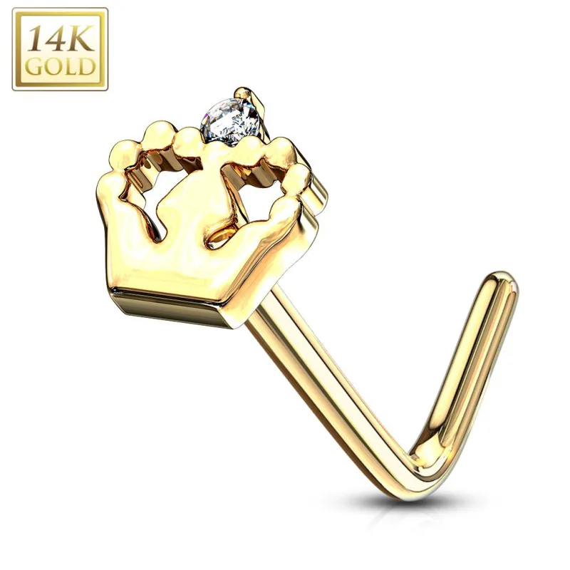 Piercing nez Or jaune 14 carats couronne royale