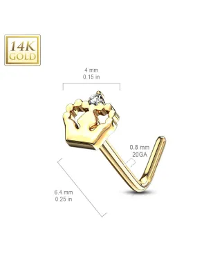 Piercing nez Or jaune 14 carats couronne royale