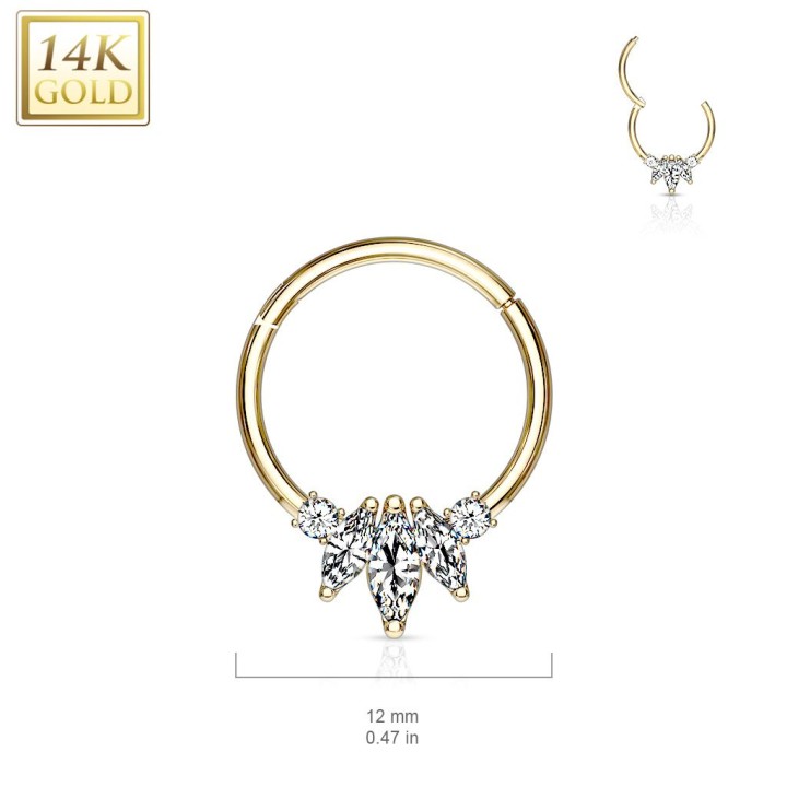 Piercing anneau en or jaune 14 carats septum daith