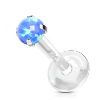 Piercing labret Bioflex Téflon opale de synthèse bleue