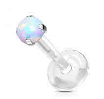 Piercing labret Bioflex Téflon opale de synthèse blanche