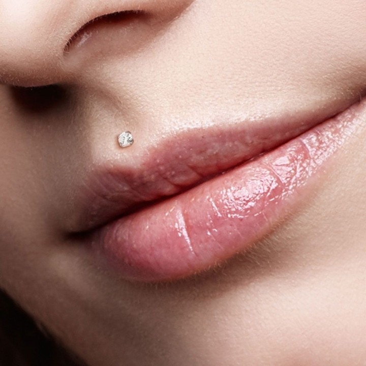 Piercing labret Bioflex Téflon strass rond