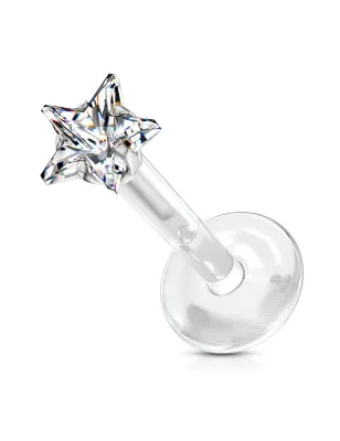 Piercing labret Bioflex Téflon strass étoile