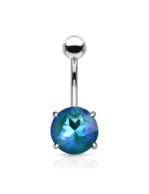 Piercing nombril cristal aurore boréale rose