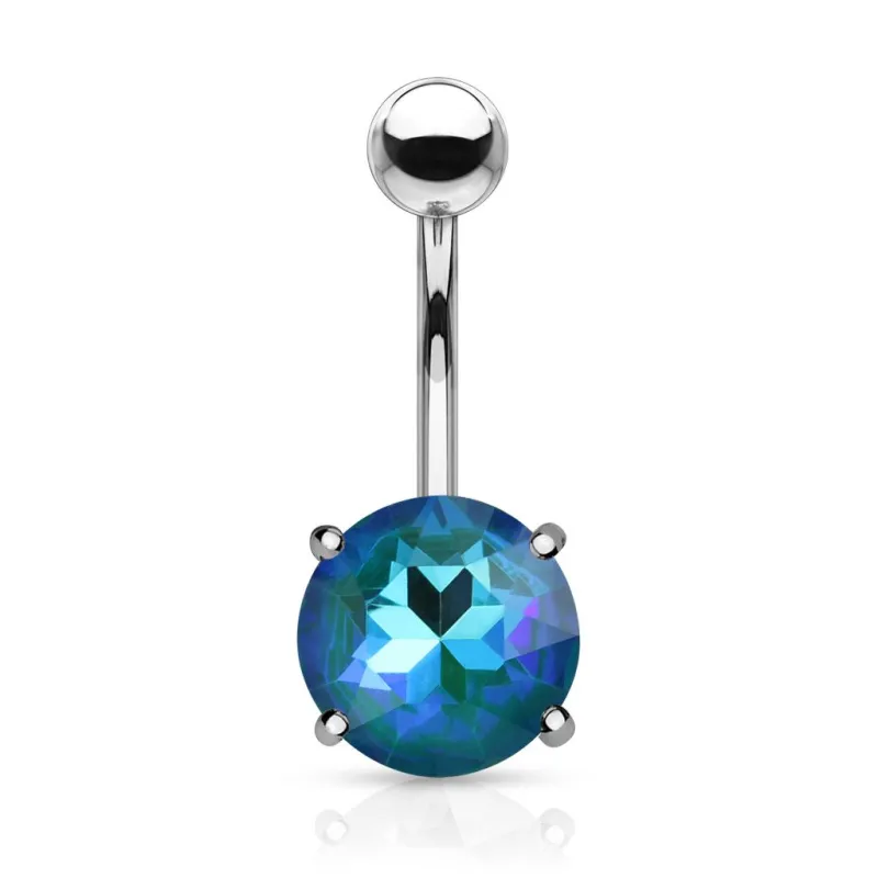 Piercing nombril cristal aurore boréale turquoise