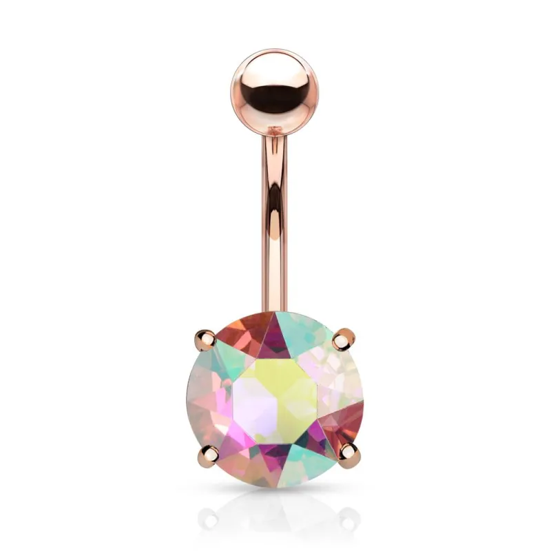 Piercing nombril rosé cristal aurore boréale