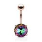 Piercing nombril rosé cristal aurore boréale multicolore