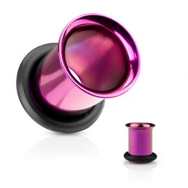 Piercing tunnel violet avec anneau caoutchouc