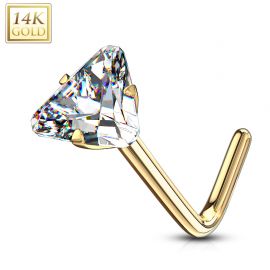 Piercing nez or jaune 14 carats zircon triangle