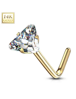 Piercing nez or jaune 14 carats zircon triangle