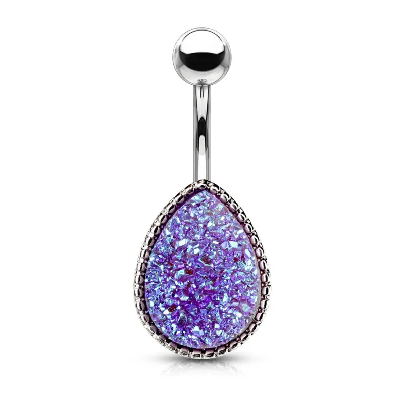 Piercing nombril larme druse violet