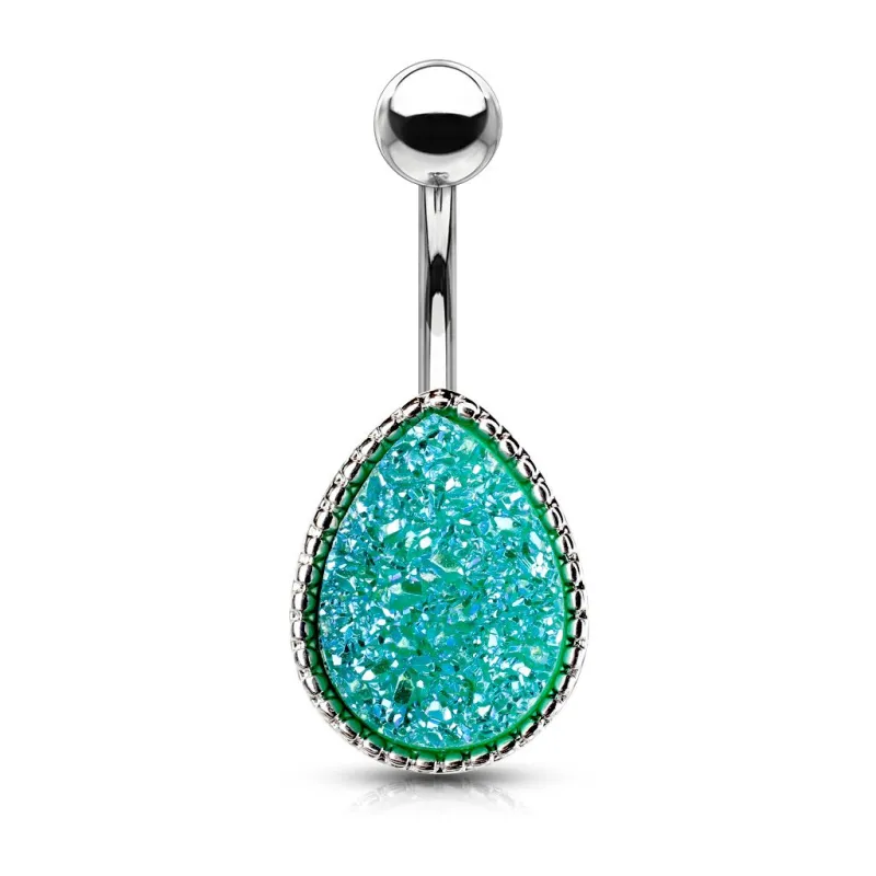 Piercing nombril larme druse vert