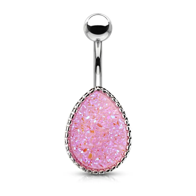 Piercing nombril larme druse violet clair