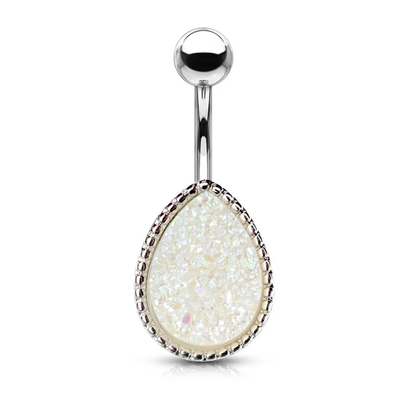 Piercing nombril larme druse blanc