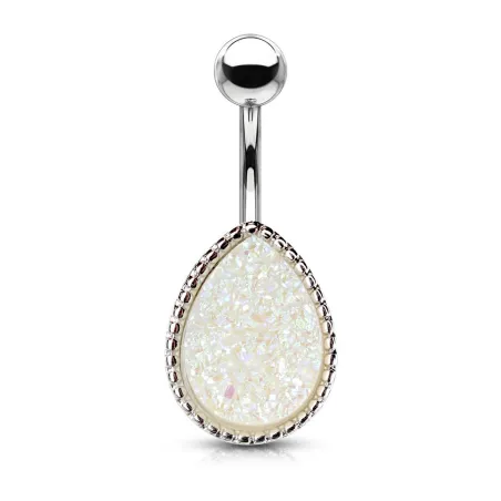 Piercing nombril larme druse blanc