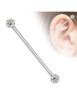Piercing industriel boules pavées cristaux aurore boréale