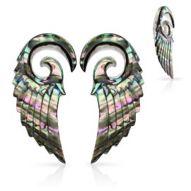 Paire de piercing écarteur spirale ailes d'ange nacre abalone