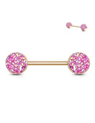 Piercing téton acier rosé druse rose