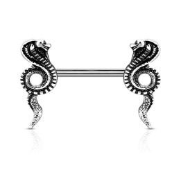 Piercing téton acier cobra antique