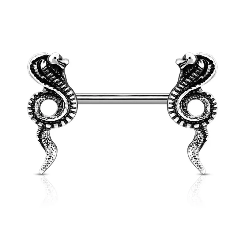 Piercing téton acier cobra antique Piercing téton acier cobra antique