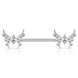 Piercing téton papillons zirconium