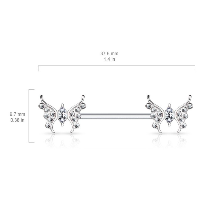 Piercing téton papillons zirconium