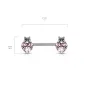 Piercing téton chats cristal coeur rose