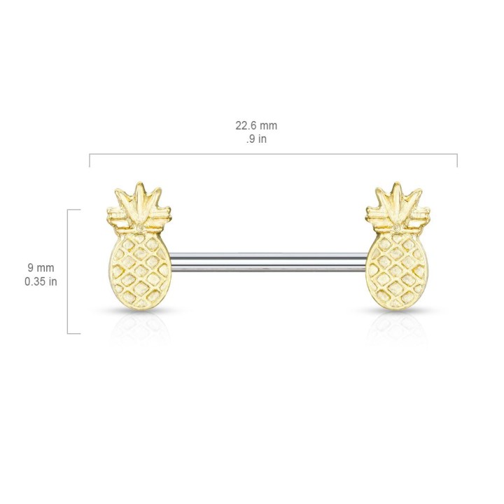 Piercing téton ananas dorés
