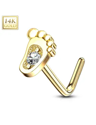 Piercing nez Or jaune 14 carats pied de bébé