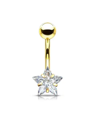 Piercing nombril doré pierre étoile