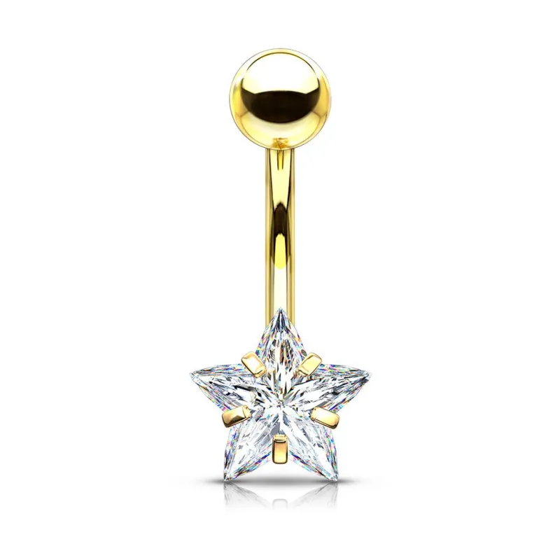 Piercing nombril doré pierre étoile