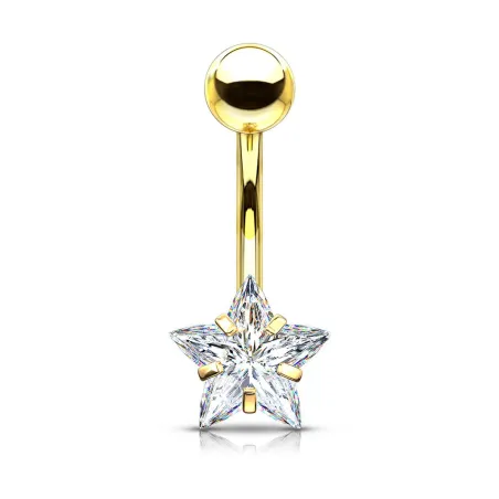 Piercing nombril doré pierre étoile