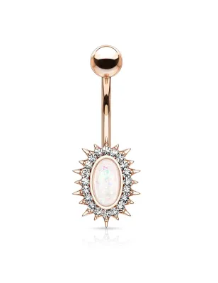 Piercing nombril rosé soleil opaline blanche