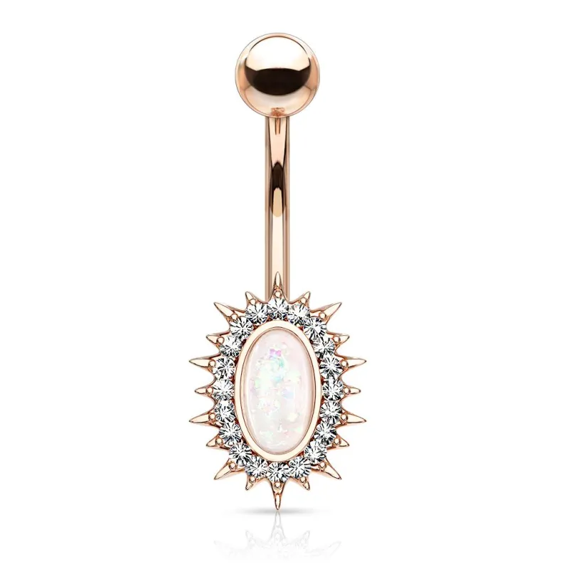 Piercing nombril rosé soleil opaline blanche