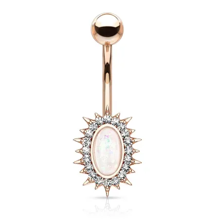 Piercing nombril rosé soleil opaline blanche